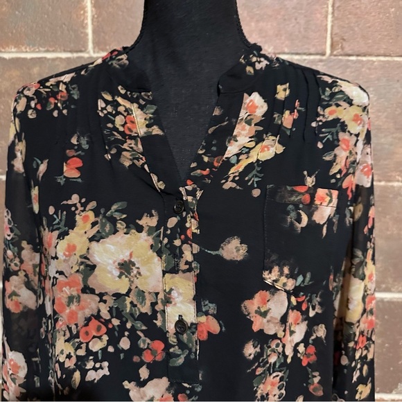 Forever 21 Semi Sheer Floral Popover Blouse Women's S Small - Picture 3 of 8